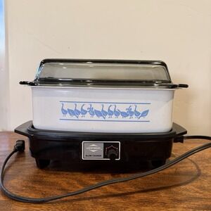 Vintage West Bend Slow Cooker 4Qt Goose Geese Electric USA With Metal Rack & Lid